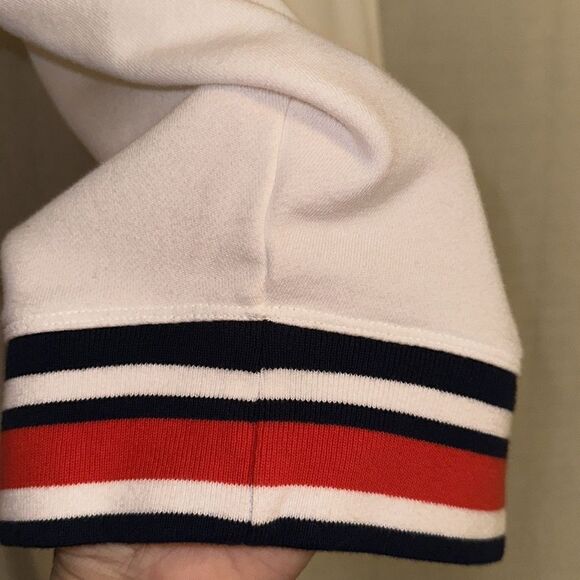 Champion M White Crewneck French Terry Cloth Inner Pullover Crop Sweatshirt - Picture 7 of 11